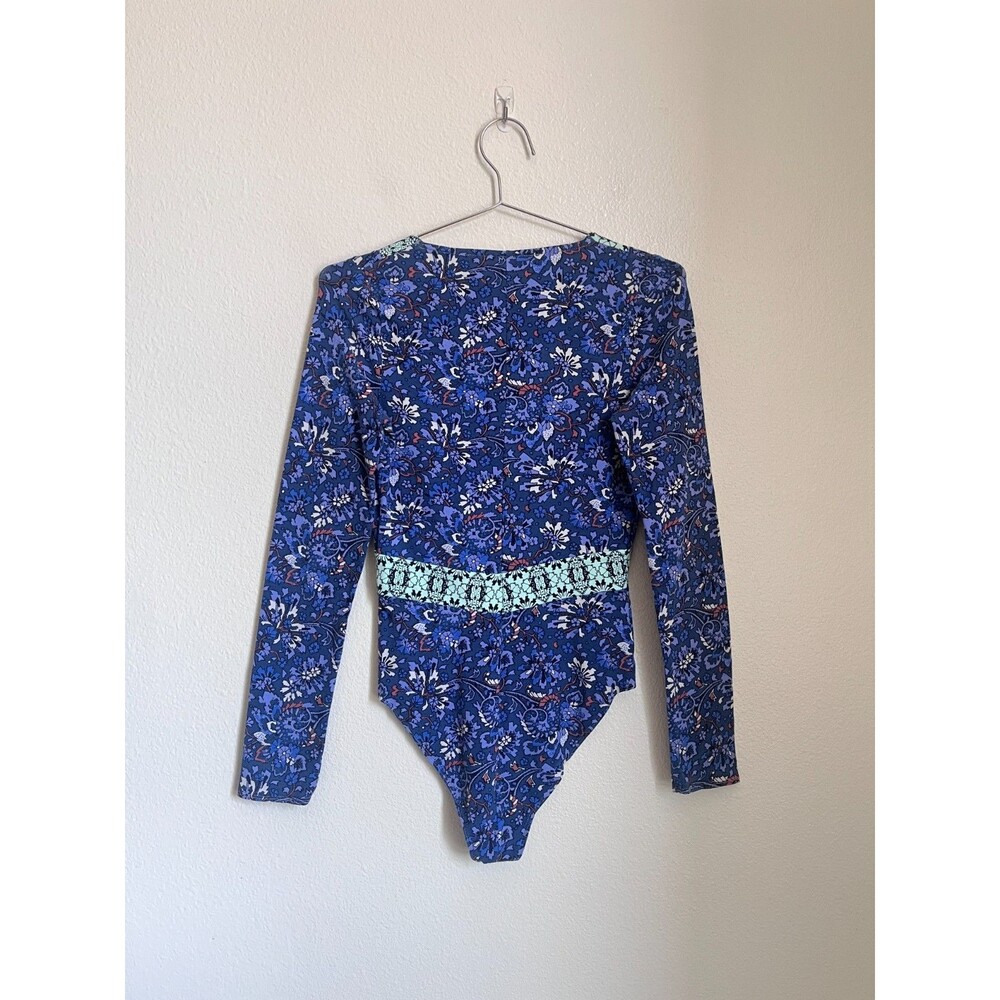 Free People Nowhere To Be Bodysuit in Blue Combo Size XS - Picture 3 of 6
